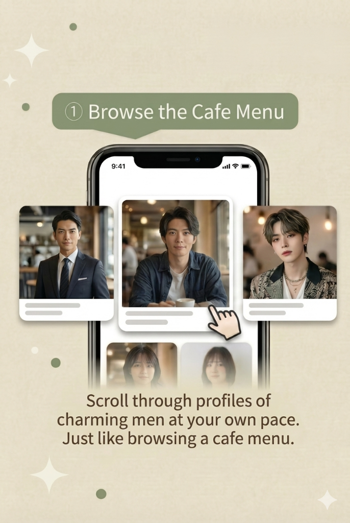 Matcha Match dating app interface showing user profiles